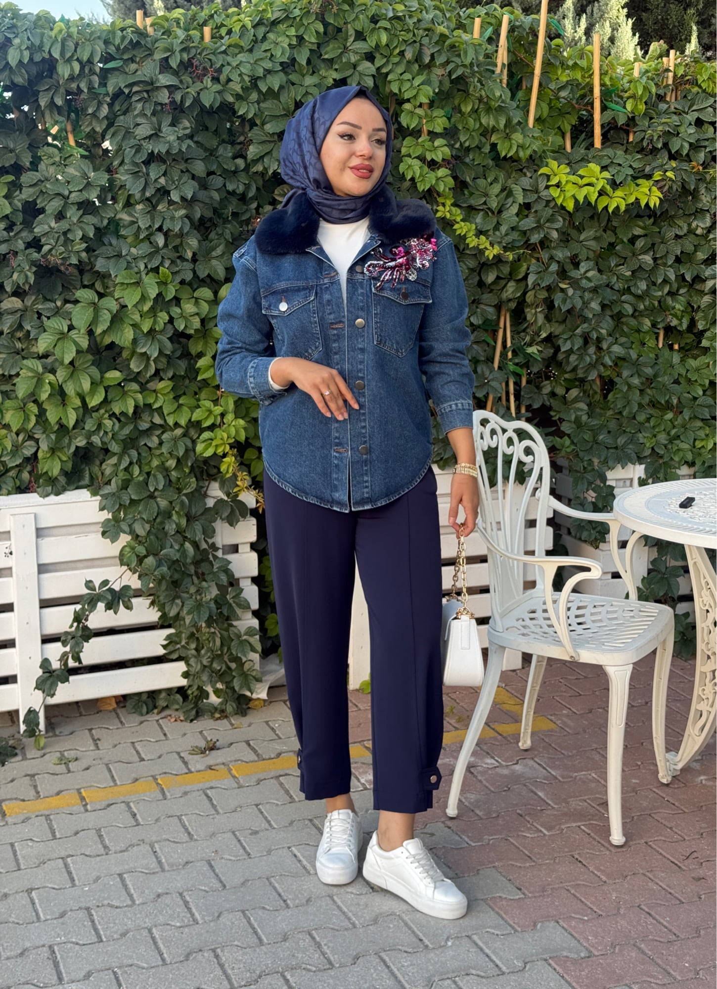 Missemramiss yaka kürklü kot ceket