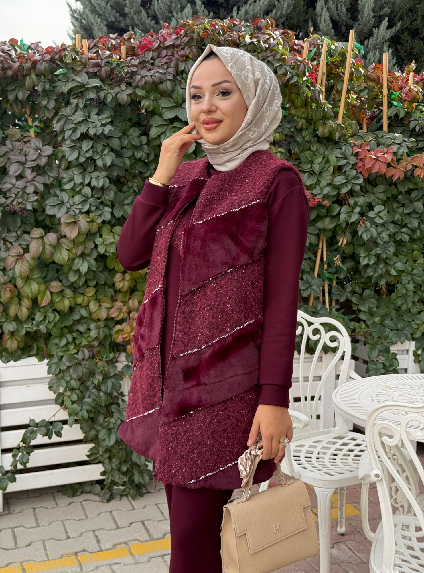 Angora ve yün yelekli 3 lü takim